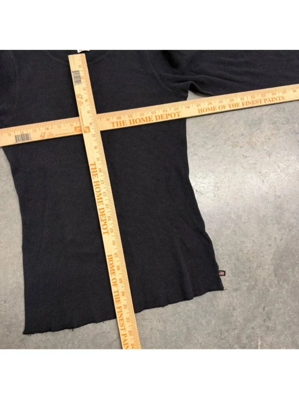 Vintage Ralph Lauren Polo Jeans Black Thermal Long Sleeve Shirt Size L